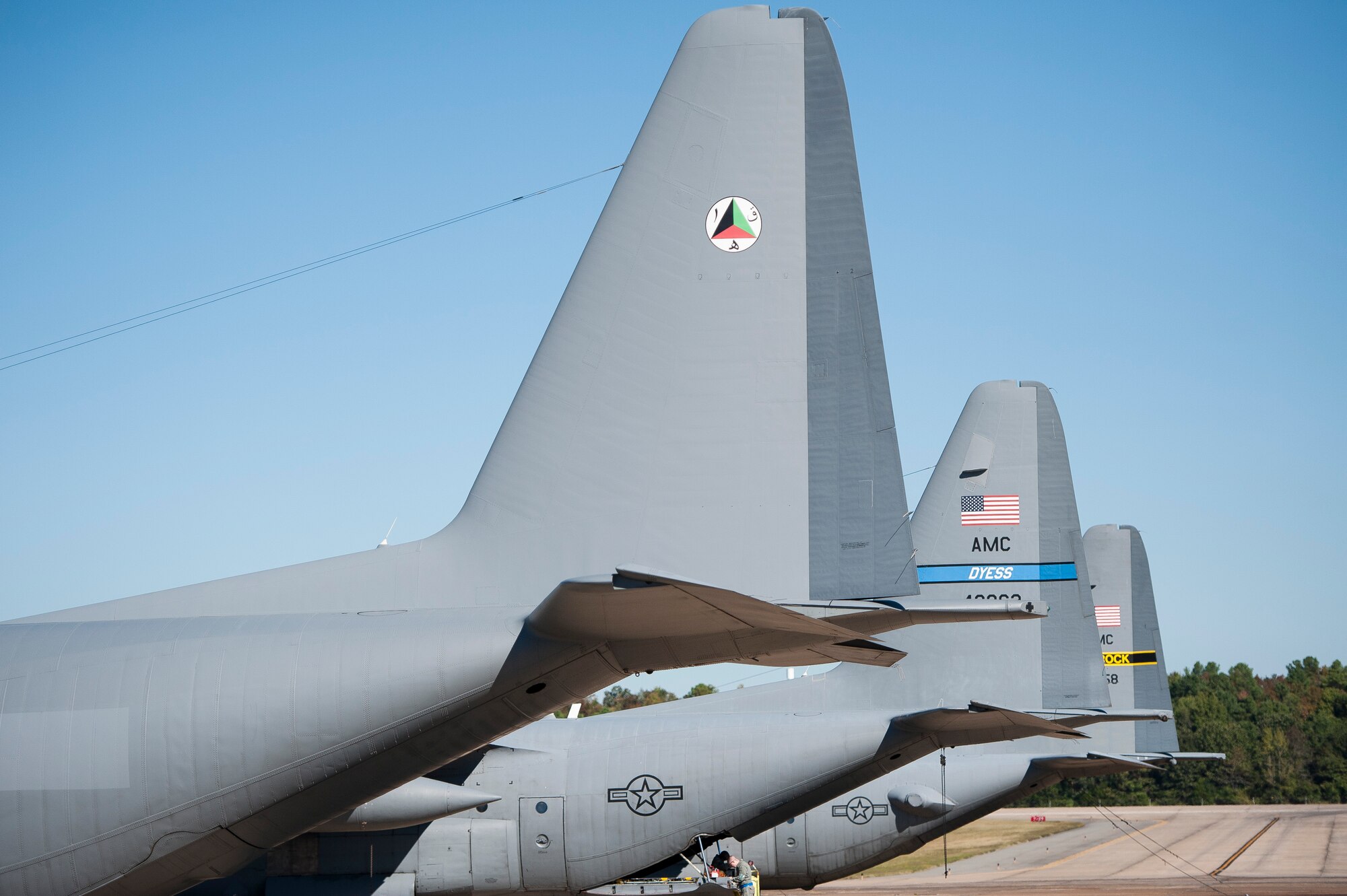 An Afghanistan Air Force C-130H sits on the flightline waiting to depart to Afghanistan, Sept. 22, 2013, at Little Rock Air Force Base, Ark. The Afghanistan Air Force received its first two C-130H aircraft Oct. 9, 2013, from the United States. (U.S. Air Force photo by Staff Sgt. Russ Scalf)