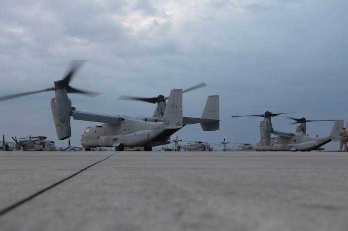 Marine Medium Tiltrotor Squadron (VMM) 261 prepare to take of to Marine Corps Air Ground Combat Center Twentynine Palms to begin their training in for the Integrated Training Exercise (ITX) Oct. 18. VMM-261 departed for ITX Oct. 19 and is scheduled to return late November.
