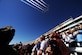 The Air Force Thunderbirds fly the six-ship Delta formation over the Las Vegas Motor Speedway to begin the start of the Kobalt Tools 400.
