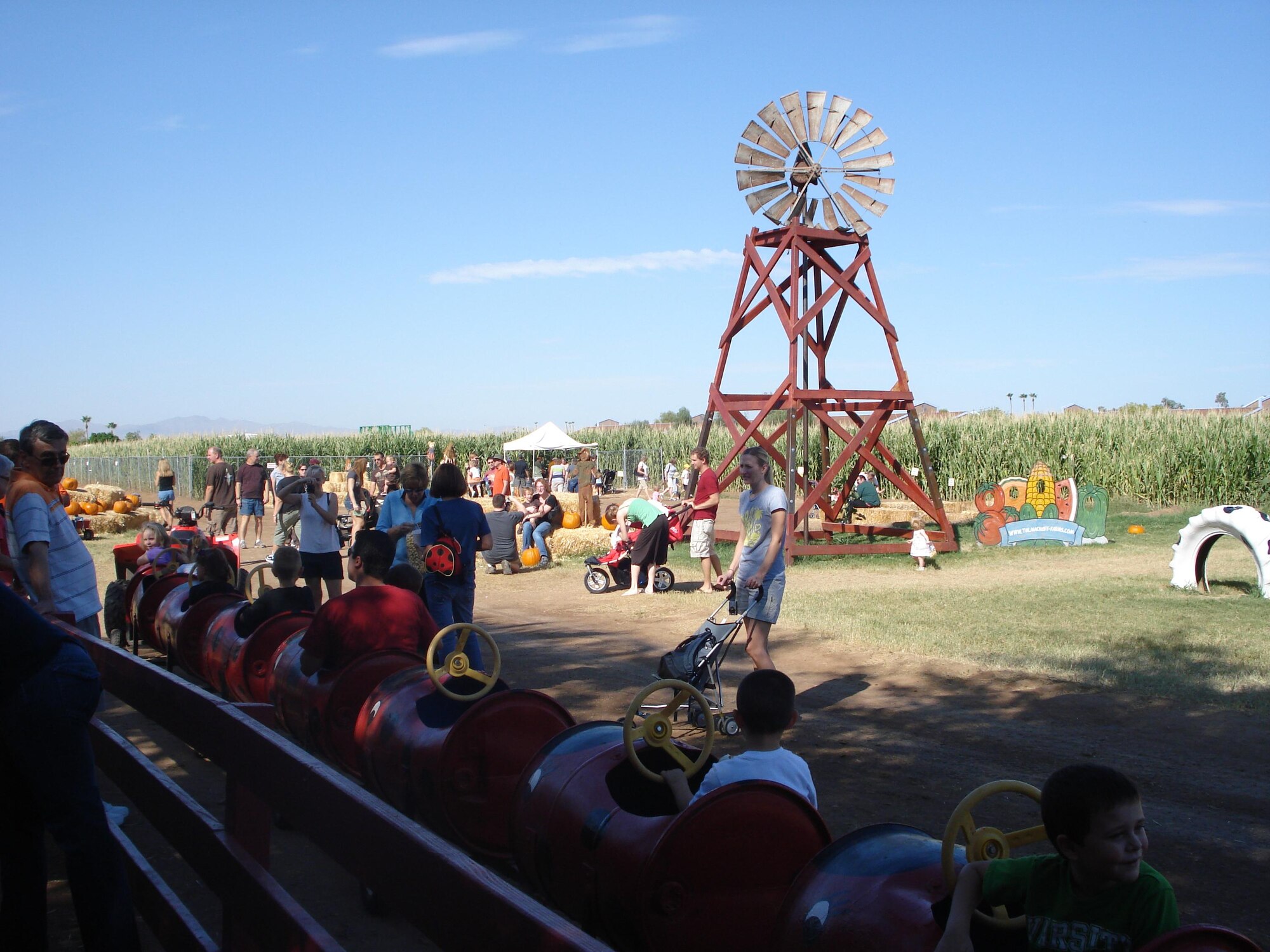 Children wait their turn on the train at Tolmachoff Farms. (U.S. Air Force photo/Staff Sgt. Timothy Boyer)