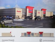 Homestead Air Reserve Base held a groundbreaking ceremony for its new Army and Air Force Exchange Service ‘Express with Gas’ Oct. 25. The Express (artist's rendering pictured), scheduled to be completed in July of 2014, features eight gas pumps, a military clothing sales, a dry cleaners, a GNC, and all the items traditionally found in an Express facility. (U.S. Air Force photo/Ross Tweten)