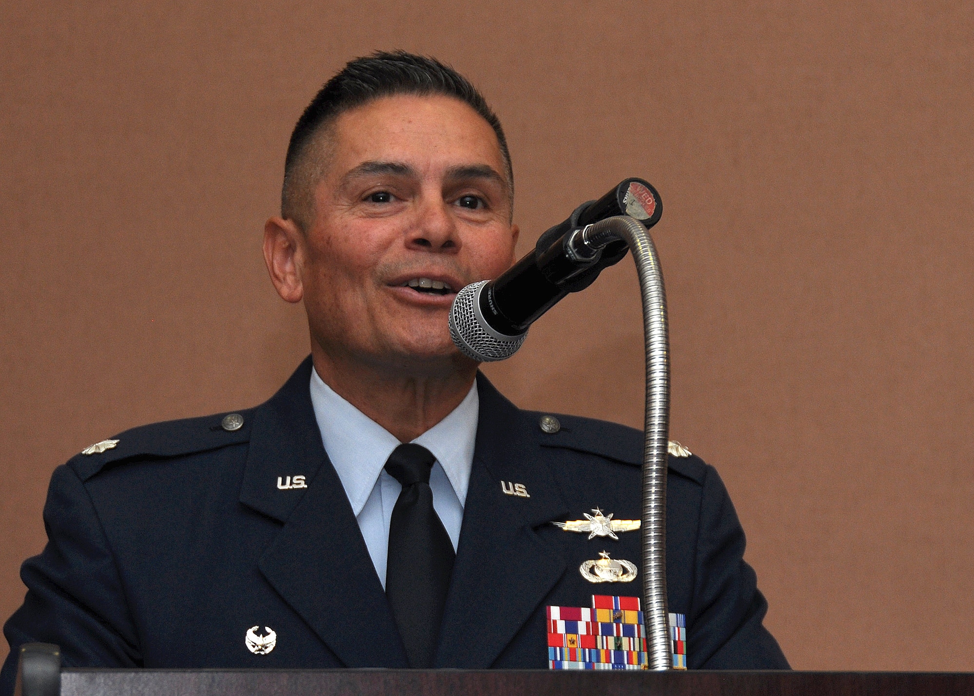 Lt. Col. Robert Garcia assumes command as the 38th Intelligence Squadron’s first commander today, Beale Air Force Base, Calif. The 38th IS provides real time intelligence support to ground forces world-wide. (U.S. Air Force photo by Tech Sgt. Heather Skinkle)