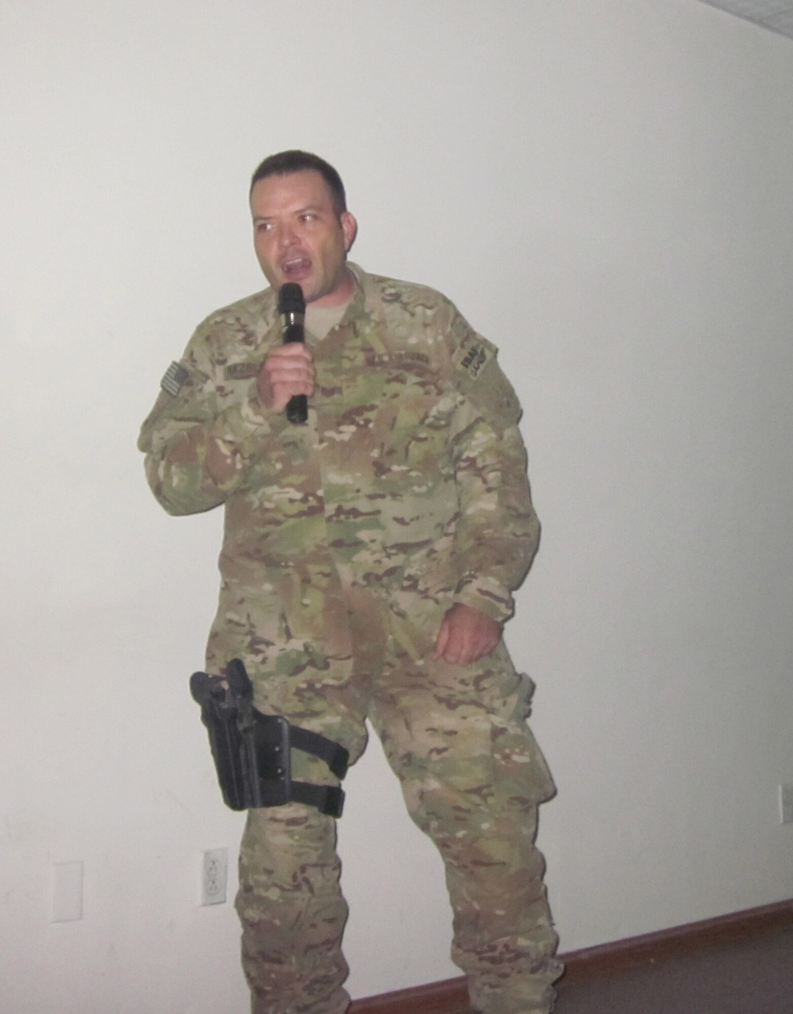 More than 30 people attended the weekly Karaoke singing event Oct. 25, 2013 at the Vulture's Nest recreation center on Bagram Airfield, Afghanistan. (U.S. Air Force photo)