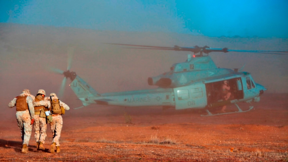 Cpl. Jason Ramirez, a radio operator with 1st Air Naval Gunfire Liaison Company is medically evacuated during a tactical recovery of aircraft and personnel exercise aboard Camp Pendleton, Calif., Oct. 21.