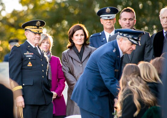The funeral for 9th Chairman of the Joint Chiefs of Staff Air Force Gen. David C. Jones was held at Arlington National Cemetery, Oct. 25, 2013. Current Chairman Army Gen. Martin E. Dempsey, current Air Force Chief of Staff Gen. Mark A. Welsh III., and other current and former military members joined Jones' family and friends to honor the former chairman, who served under Presidents Jimmy Carter's and Ronald Reagan's administrations, from 1978 to 1982. Jones passed away on Aug. 10, 2013.