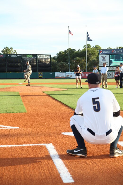 Every year, the Charleston Riverdogs hold three Military Appreciation Nights, allowing active military and civilians to attend a game for free. For the final game, Lt. Col. John Litz through out one of the ceremonial first pitches.