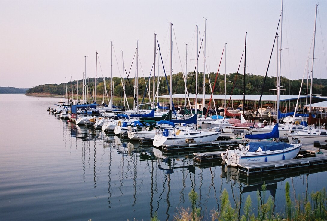 A view of boats docked at the U.S. Army Corps of Engineers Hartwell Lake, located on the upper Savannah River in Hartwell, Ga.