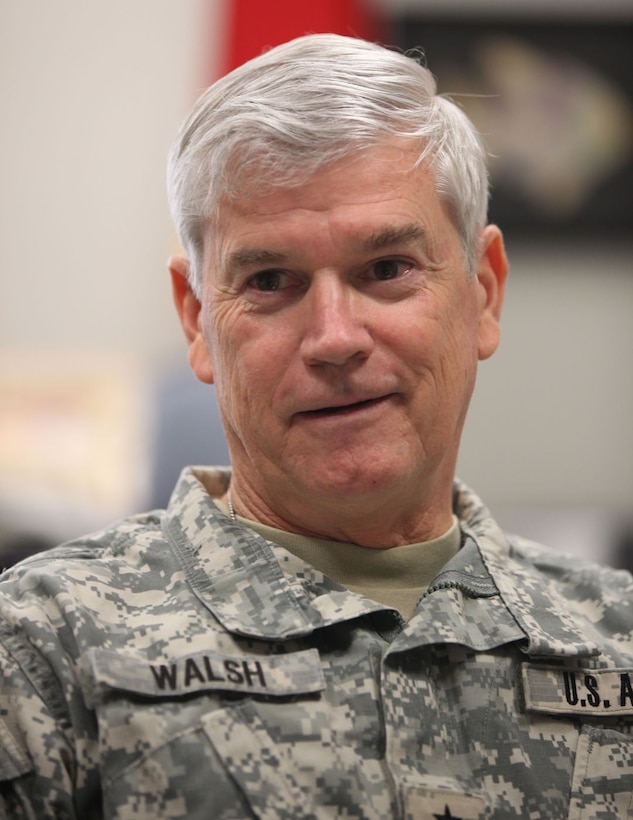 “I’m not retiring.  ‘Retirement’ has the connotation that you’ll sit on the back porch drinking adult beverages and smoking a cigar.  I’m not doing that.  I’m going to do another job where I can build upon my knowledge of water resources and water resource management.”  Maj. Gen. Micheal Walsh, Deputy Commanding General for Civil and Emergency Operations, will retire Nov. 30, 2013, after a 36-year career in the U.S. Army.  (Photo by F.T. Eyre, U.S. Army Corps of Engineers)