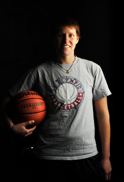 2nd Lt. Dawn Sanderson, 741st Missile Squadron deputy missile combat crew commander, recently had the opportunity to try-out for the All-Air Force Basketball Team at Maxwell AFB, Ala. The 5-foot-11-inch center, was one of 31 Airmen selected to try out for the team. (U.S. Air Force photo/Senior Airman Brittany Y. Auld)