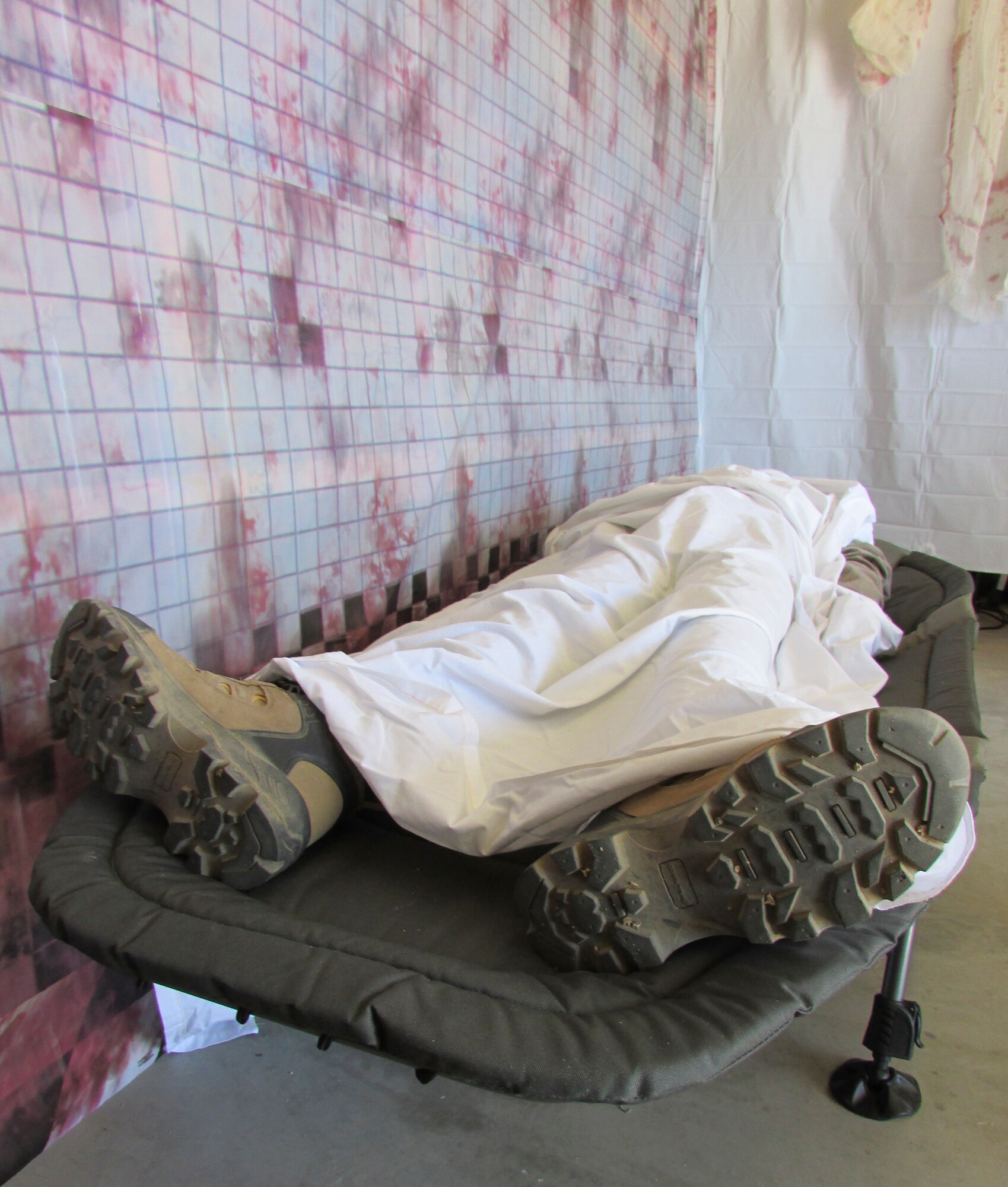 Kirtland resident and Halloween fan Bruce Hendrix is hosting a haunted house with a "doctor's office" theme.  Hendrix is donating the proceeds to the local Boy Scout troop. (Photo by Jonathan Rejent)