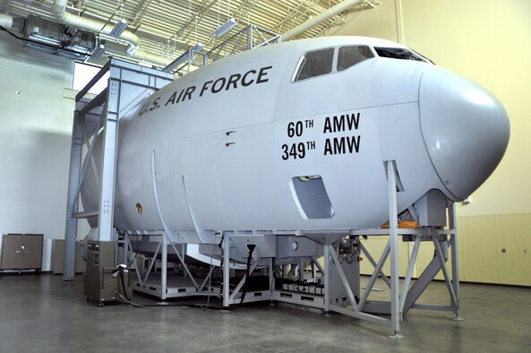 The Aircraft System Maintenance Trainer is a half aircraft trainer in the 373rd Training Squadron Detachment 14 C-17 training facility. (U.S. Air Force photo/Staff Sgt. Patrick Harrower)