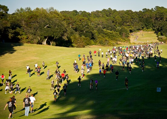 More than 500 people turned out to outrun zombies and maneuver through various obstacles at the 2nd Annual Zombie Run Oct. 26 at the Eglin Air Force Base golf course.  (U.S. Air Force photo/Samuel King Jr.)
