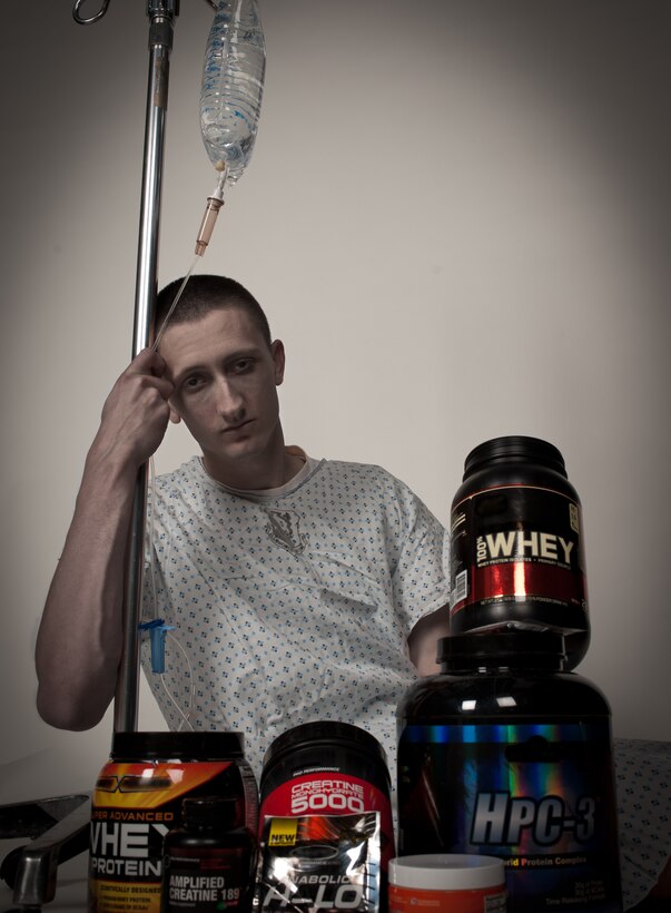 Airmen can take supplements as a way of enhancing their health and stamina, but in addition to the perceived benefits, there may also be potential harmful side effects.  Before using supplements, Airmen should consult a physician to ensure the ingredients will not have an adverse effect on their bodies. (U.S. Air Force photo illustration by Airman 1st Class Alystria Maurer/Released)