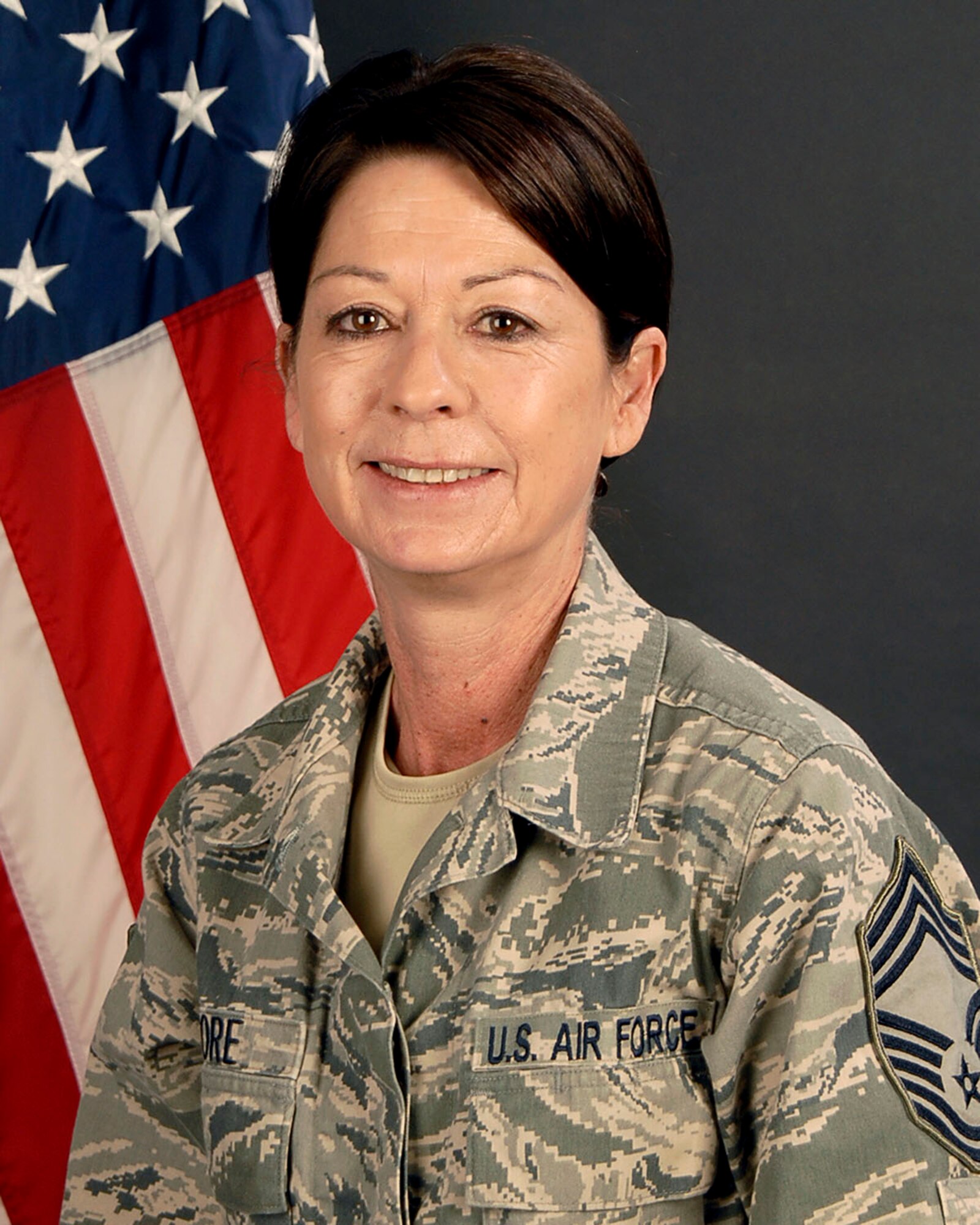 U.S. Air Force Chief Master Sgt. Donna Gore, with the 169th Logistics Readiness Squadron at McEntire Joint National Guard Base, South Carolina Air National Guard, poses for her portrait Feb. 7, 2012.
(U.S. Air National Guard photo by Tech. Sgt. Caycee Watson/Released)