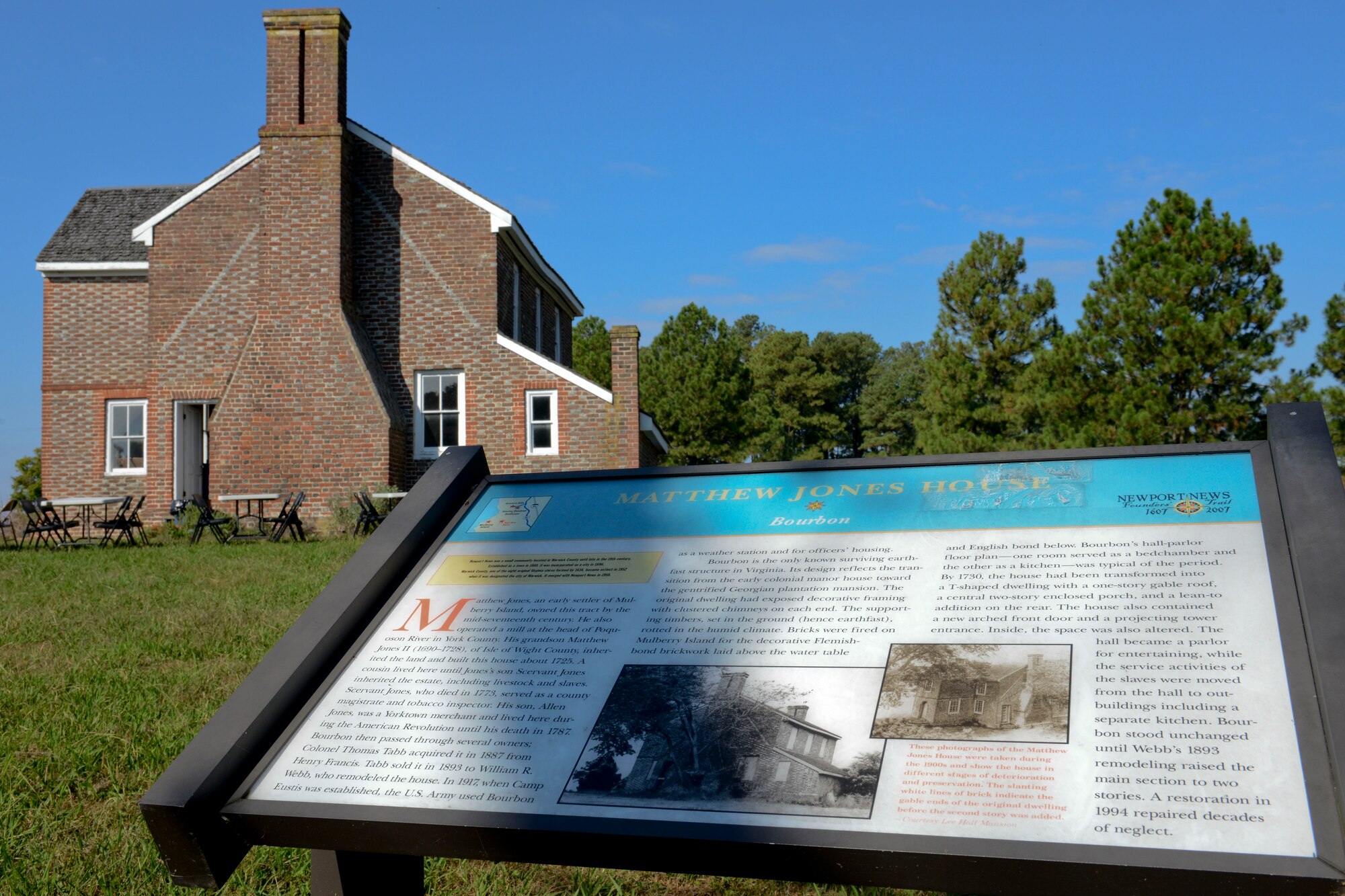 In support of National Archaeology Month, the 733rd Civil Engineer Division hosted an open house at the Matthew Jones House on Fort Eustis, Va., Oct. 29, 2013. The house was built in 1720 by Jones, an early settler of Mulberry Island which is located along the James River. (U.S. Air Force photo by Staff Sgt. Ciara Wymbs/Released)