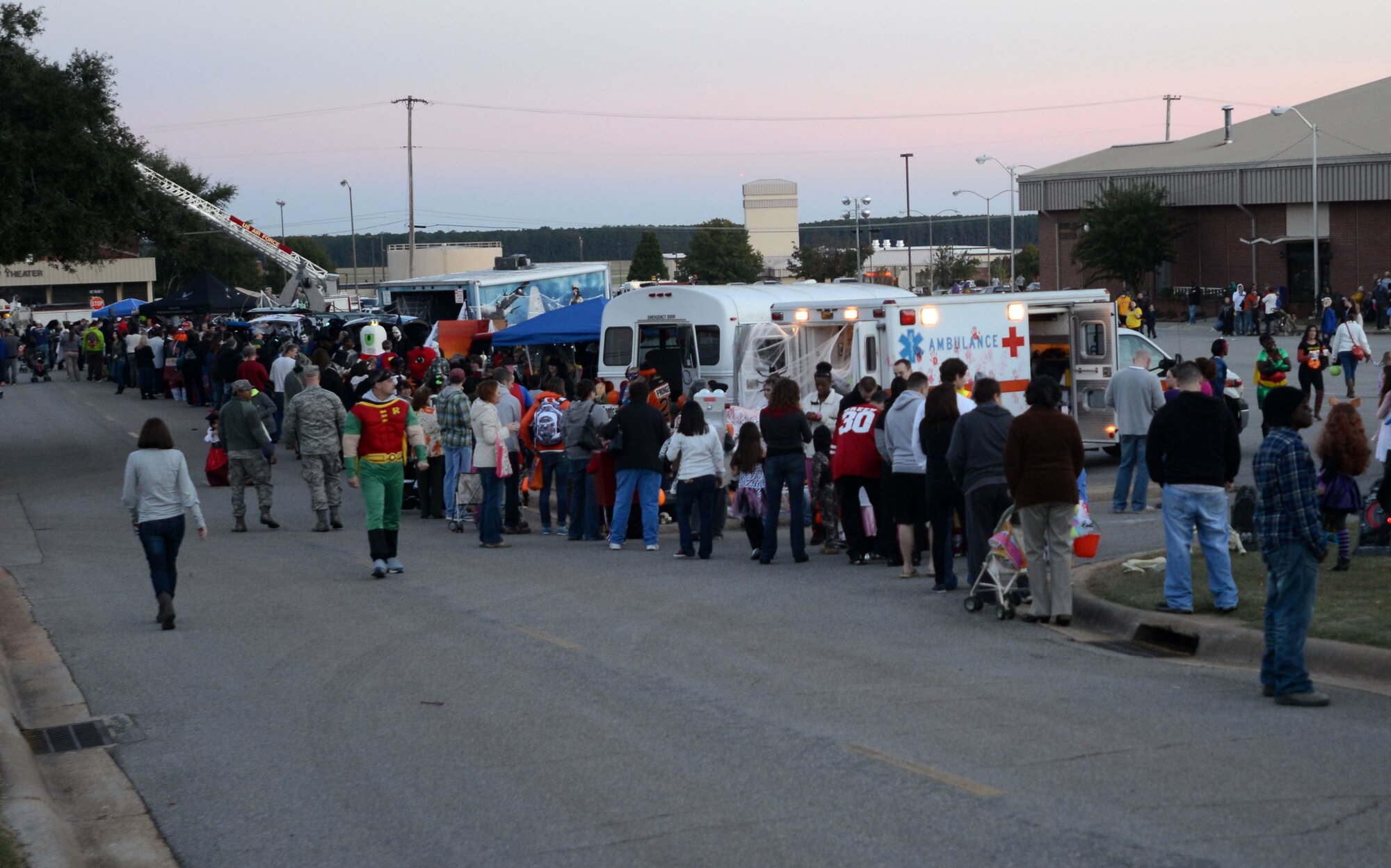 Nearly 4,400 trick-or-treaters and their parents participated in this year’s Boo Bash and Trunk-or-Treat event Oct. 26, 2013, at Shaw Air Force Base, S.C. Twenty-four base agencies and community sponsors provided candy and a safe Halloween experience for Team Shaw. (U.S. Air Force photo by Senior Airman Laura L. Valentine/Released) 