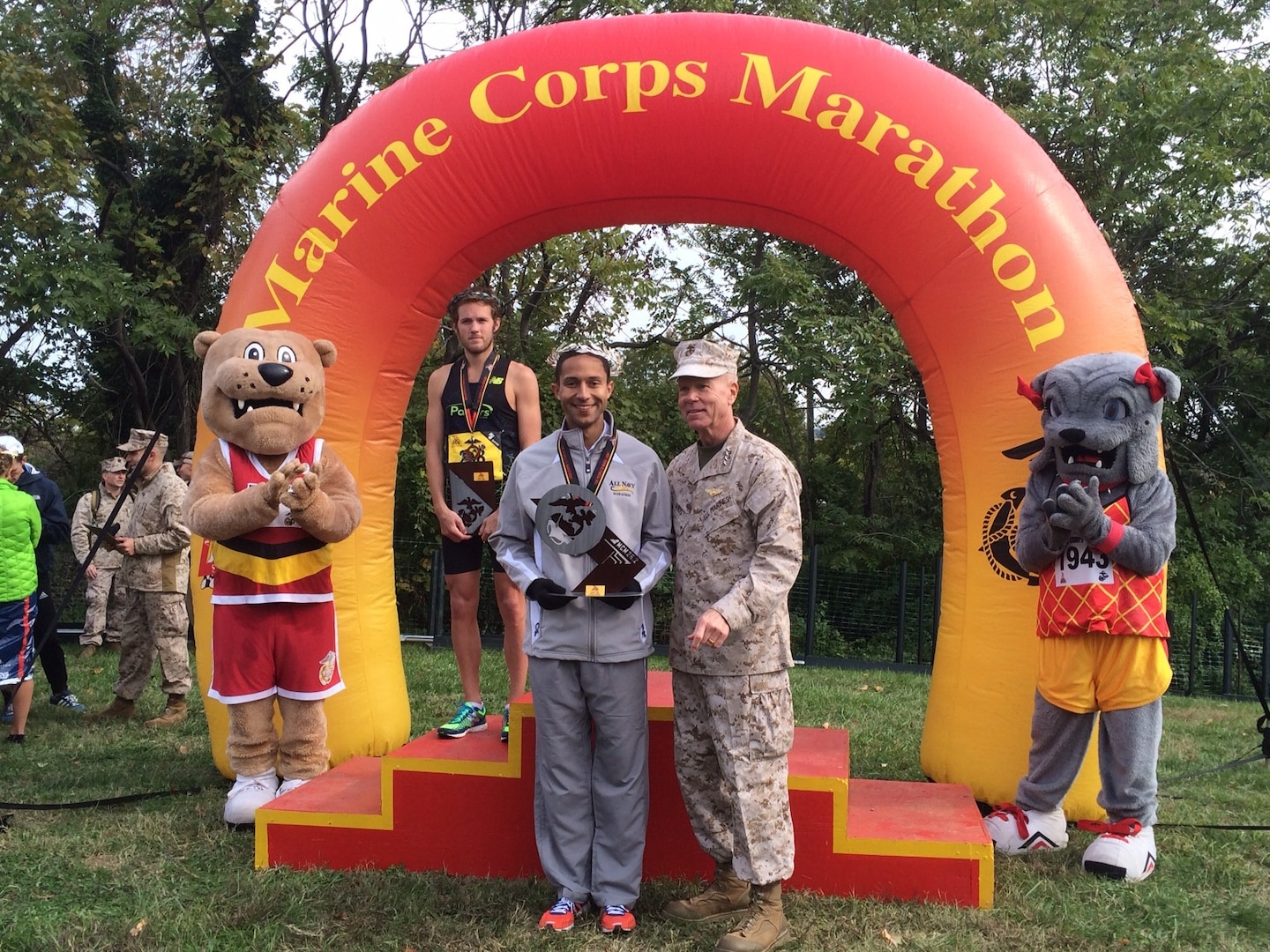 Coast Guard LT Patrick Fernandez, Yorktown, VA competes with the All-Navy Marathon Team with a time of 2:22:52 finishes 2nd overall at the Marine Corps Marathon and places 1st in the Armed Forces Marathon Mens Championship