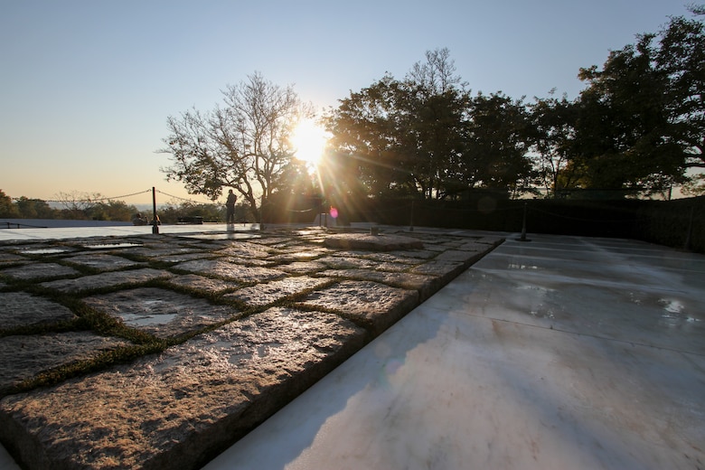 ARLINGTON, Va. – The John F. Kennedy Eternal Flame sits dormant just prior to Secretary of the Army John McHugh transferring the JFK Eternal Flame back to its permanent location on Oct. 29, 2013, after repair work to the site was completed. The flame underwent a full replacement of gas and airlines, received new digital controls and sensors, as well as a new burner assembly. (U.S. Army photo/Patrick Bloodgood)