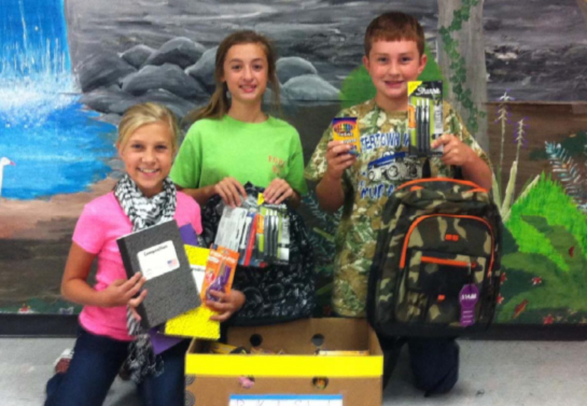 Decherd Elementary in Franklin County display school supplies received from the AEDC/ATA Back Pack and School Supply Drive. (Photo provided)