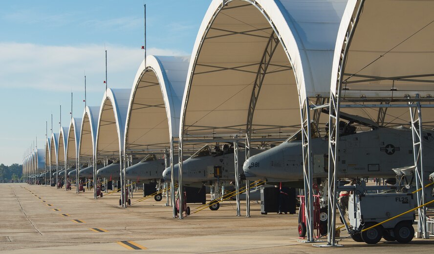 Eight A-10C Thunderbolt II aircraft from the 81st Fighter Squadron at Spangdahlem Air Force Base, Germany, stopped at Moody AFB, Ga., en route to Davis-Monthan AFB, Ariz., Oct. 23, 2013. Two Moody pilots and six Davis-Monthan pilots flew the aircraft to Davis-Monthan AFB where they will replace retiring aircraft. (U.S. Air Force photo by Airman 1st Class Ryan Callaghan/Released) 
