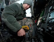 Airman 1st Class Kody Davidson, 28th Aircraft Maintenance Squadron offensive avionics technician, prepares the Identification Friend or Foe control panel on a B-1 bomber for an operational check at Ellsworth Air Force Base, S.D., Oct. 24, 2013. Every 60 days, the offensive avionics shop Airmen perform an IFF inspection to ensure the system, which allows other aircraft to determine if a B-1 is friend or foe, is working correctly. (U.S. Air Force photo by Airman 1st Class Alystria Maurer/Released)