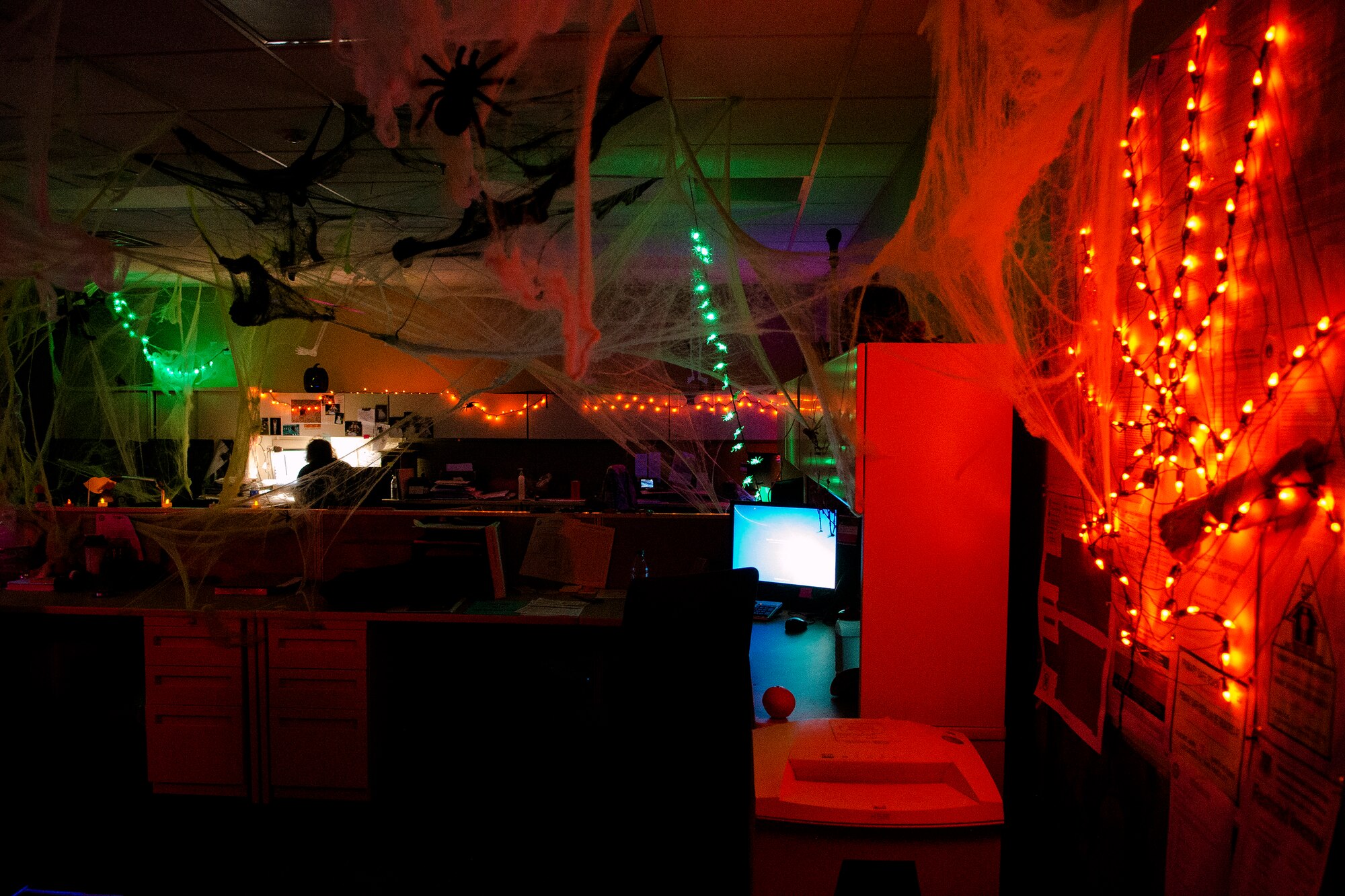 A Halloween decoration is on display at the 366th Logistics Readiness Squadron quality assurance section, Mountain Home Air Force Base, Idaho, Oct. 31, 2013. The LRS held a Halloween decorating contest between various sections of the squadron. Most of the squadron participated in the contest, which was organized by Staff Sgt. Charis Ford, LRS Power Track NCO-in-charge. (U.S. Air Force photo by Master Sgt. Kevin Wallace/RELEASED)