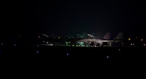 Republic of Korea F-15 Strike Eagles are readied for the next day’s flight during Max Thunder by Republic of Korea Air Force Airmen, Oct. 29, 2013. This is the 11th Max Thunder exercise, which fosters bilateral aerial training between the Korea Air Power Team to include the U.S. Air Force, Marine Corps and the Republic of Korea air force. (U.S. Air Force photo by Senior Airman Armando A. Schwier-Morales)