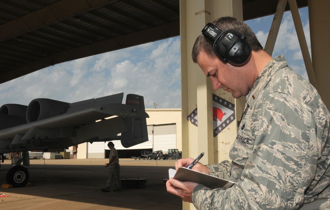 2nd Lt. Tim Smith, aircraft maintenance officer with the 188th Maintenance Group, was selected as The Flying Razorback spotlight for September 2013. (U.S. Air National Guard photo by Senior Airman John Hillier/188th Fighter Wing Public Affairs)
