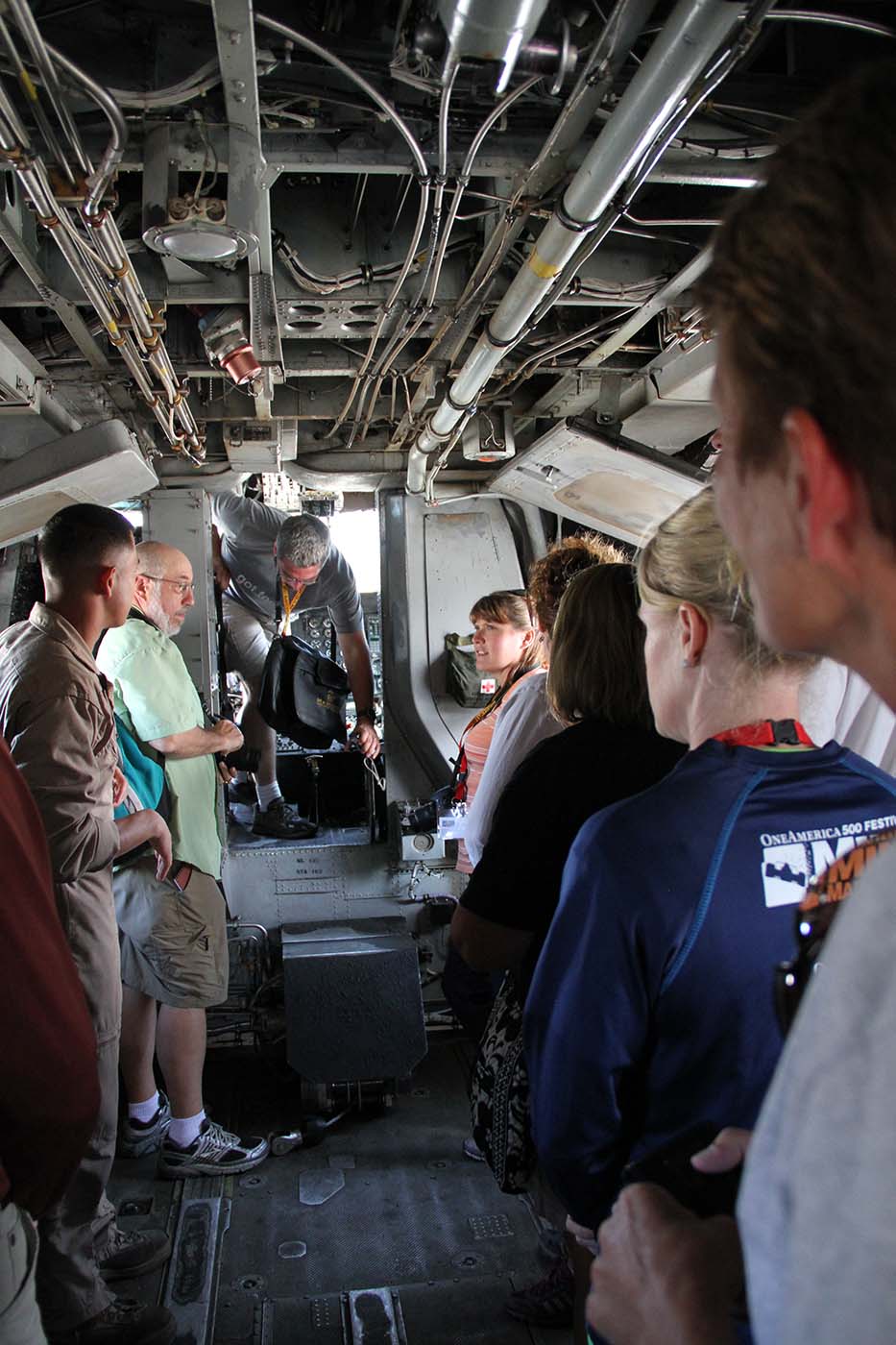 A group of educators from RS Des Moines and Indianapolis tour a CH-53 Sea Stallion aboard Marine Corps Air Station Miramar during the 2013 Educators Workshop on August 7.