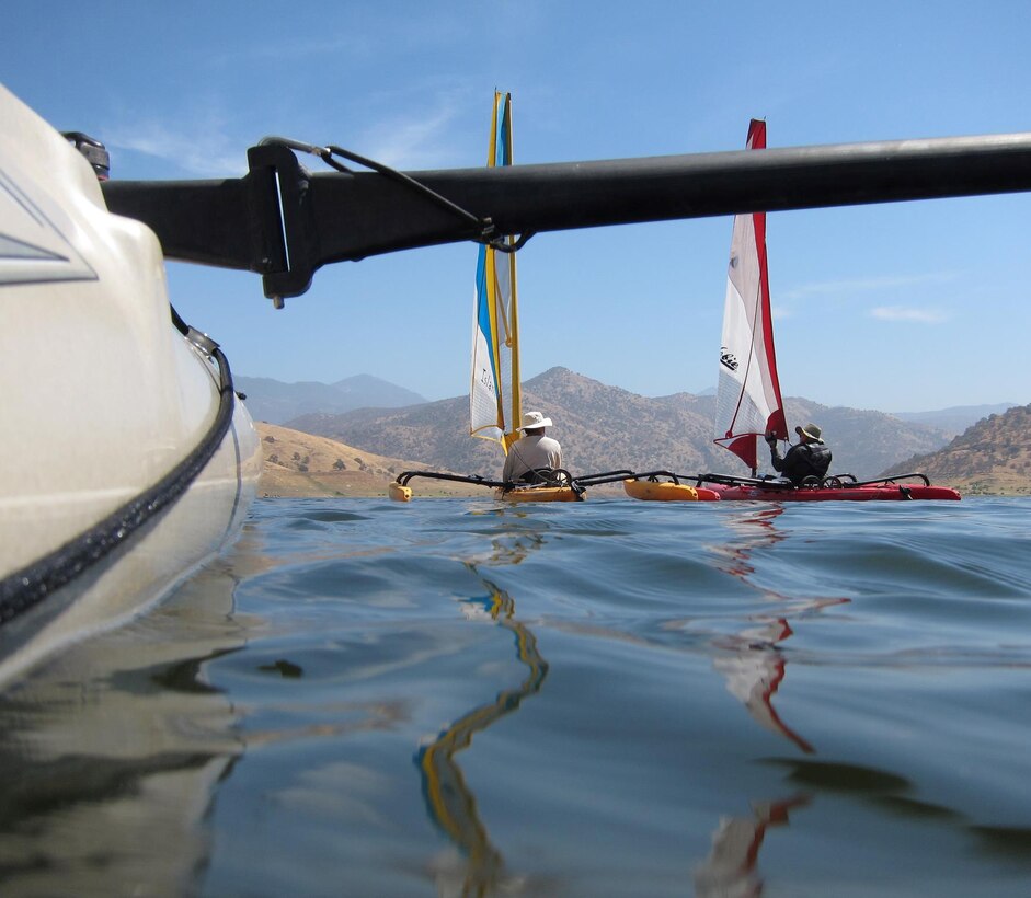 A water-level view of beautiful Lake Kaweah, Calif., sailing with members of the Sierra Sailing Club. 