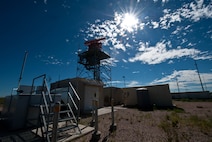 The radar tower center in Box Elder, S.D., sends flight space data to Ellsworth Air Force Base air controllers, Aug. 27, 2013. The radar site equipment provides flight patterns for all aircraft throughout the region. (U.S. Air Force photo by Airman 1st Class Zachary Hada/Released)