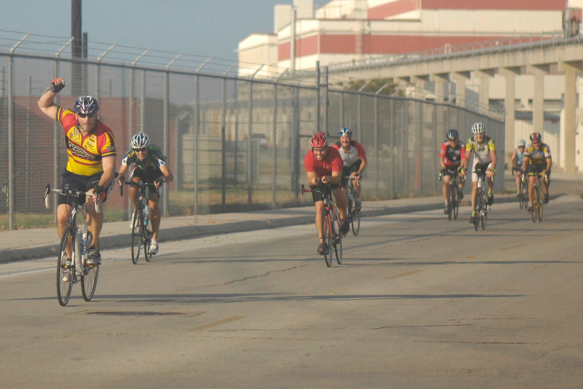 JOINT BASE SAN ANTONIO-LACKLAND, Texas -- “During the morning run and bike ride, I saw fast people. At the sit-up and pushup competition, I saw strong people,” said AFCEC Director Joe Sciabica. “As I enjoyed the fun walk with many of your teammates, I saw fit people.” (U.S. Air Force photo/Eric Grill)