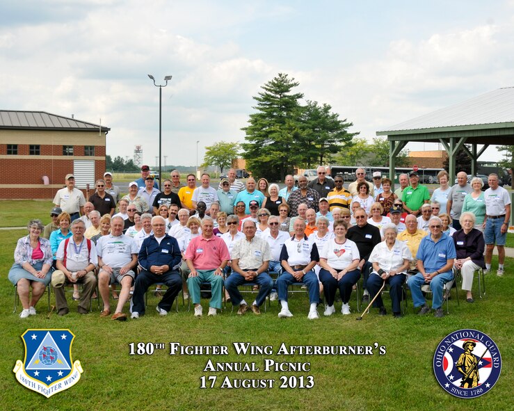Each year, the Afterburner's, retirees from the 180th Fighter Wing and their spouses, gather at the base in Toledo, Ohio for an afternoon of catching up, reminiscing and learning what the best unit in the Air National Guard has been up to. (U.S. Air National Guard Photo by Master Sgt. Beth Holliker / Released).