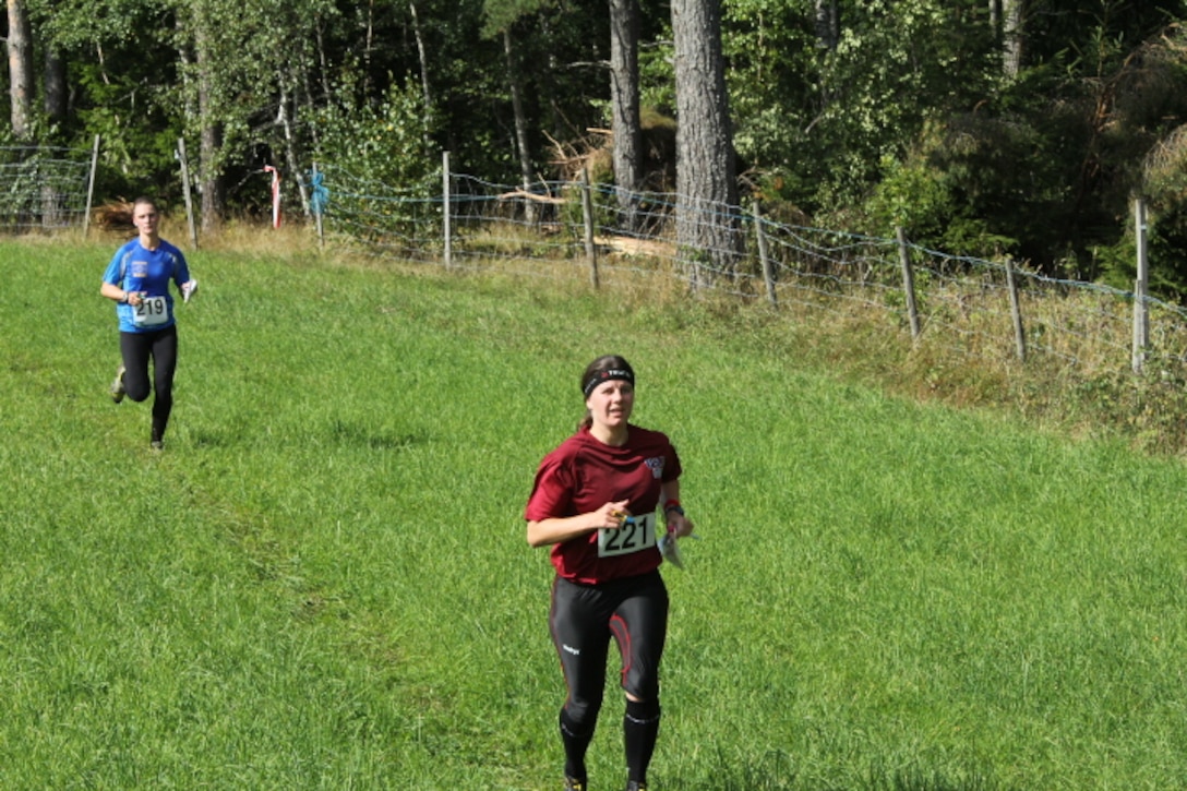Maj Maiya Anderson (USAF) at the 2013 CISM World Orienteering Military Championship hosted by the Swedish Armed Forces in Eksjo, Sweden from 26 August to 1 September.