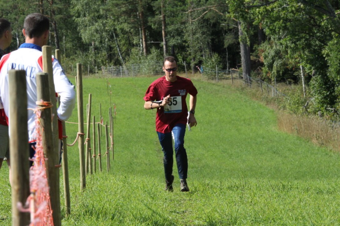 LCDR Jeremy Debons at the 2013 CISM World Orienteering Military Championship hosted by the Swedish Armed Forces in Eksjo, Sweden from 26 August to 1 September.