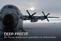 An LC-130 Hercules waits on the ice at McMurdo Station, Antarctica, Nov. 21, 2011, after returning from a scheduled Operation Deep Freeze re-supply mission to Amundsen-Scott South Pole Station. Operation Deep Freeze provides airlift support to the National Science Foundation, which manages the United States Antarctic Program.
