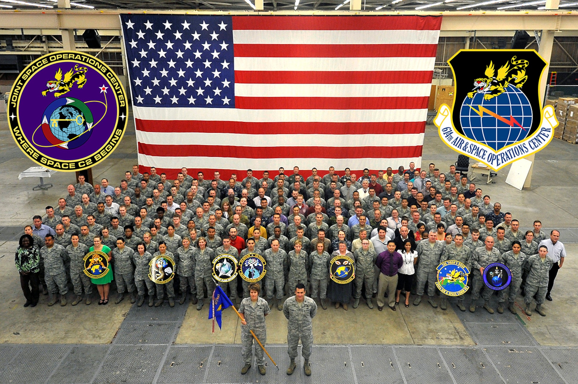 VANDENBERG AIR FORCE BASE, Calif. -- The 614th Air and Space Operations Center held its first heritage day June 14, 2013, celebrating the unit's contributions and history. The 614th AOC supports the 14th Air Force mission and U.S. Strategic Command's Joint Functional Component Command for Space (JFCC SPACE) mission.  (U.S. Air Force photo illustration/Jan Kays) (U.S. Air Force photo/Michael Peterson)