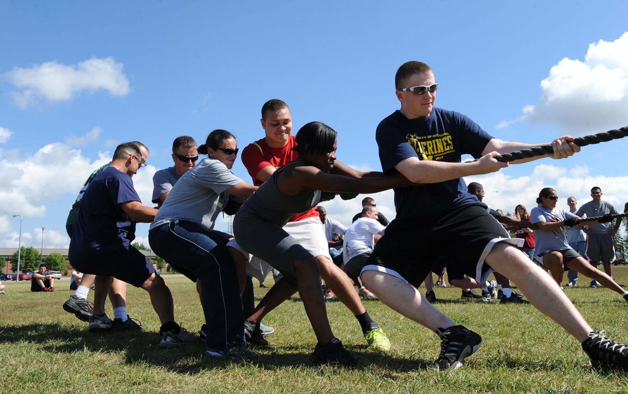 Team Minot participated in this year’s Sports Day events, Aug. 29, 2013. Sports Day provides a series of events and activities to promote fitness, esprit de corps and quality of life for the base. The event brought together hundreds of Airmen in a non-stop competition. Congratulations to the 5th Aircraft Maintenance Squadron on earning top points for this year’s sports day. (U.S. Air Force photos/Airman 1st Class Andrew Crawford)