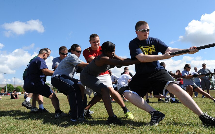 Team Minot participated in this year’s Sports Day events, Aug. 29, 2013. Sports Day provides a series of events and activities to promote fitness, esprit de corps and quality of life for the base. The event brought together hundreds of Airmen in a non-stop competition. Congratulations to the 5th Aircraft Maintenance Squadron on earning top points for this year’s sports day. (U.S. Air Force photos/Airman 1st Class Andrew Crawford)