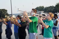 Members of the Ro-Hawks Marching Band trumpet section rehearse Aug. 28 at
Randolph High School.  (U.S. Air Force photo by Melissa Peterson/released)
