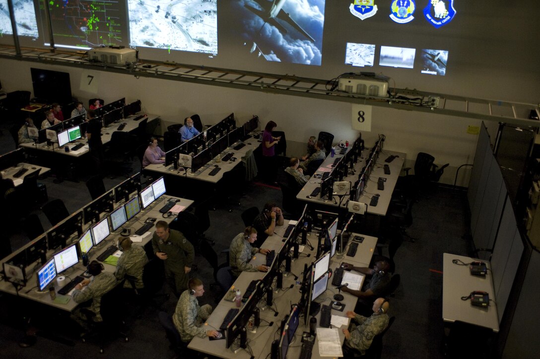 Military members and civilians from the 505th Test Squadron operate in a continuation training exercise to provide currency training and to certify new instructors Aug. 28, 2013, at Nellis Air Force Base, Nev. The squadron is focused on providing advanced air operations center training, AOC testing and tactics development at the operational level of war. (U.S. Air Force photo/Airman 1st Class Christopher Tam)
