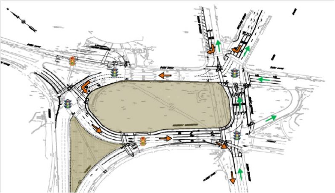 Graphic depicting vehicular traffic and pedestrian changes on Brookline Avenue due to Muddy River project beginning Sept. 28, Boston, Mass. Brookline Avenue will become one-way inbound between the Riverway Connector and Park Drive.