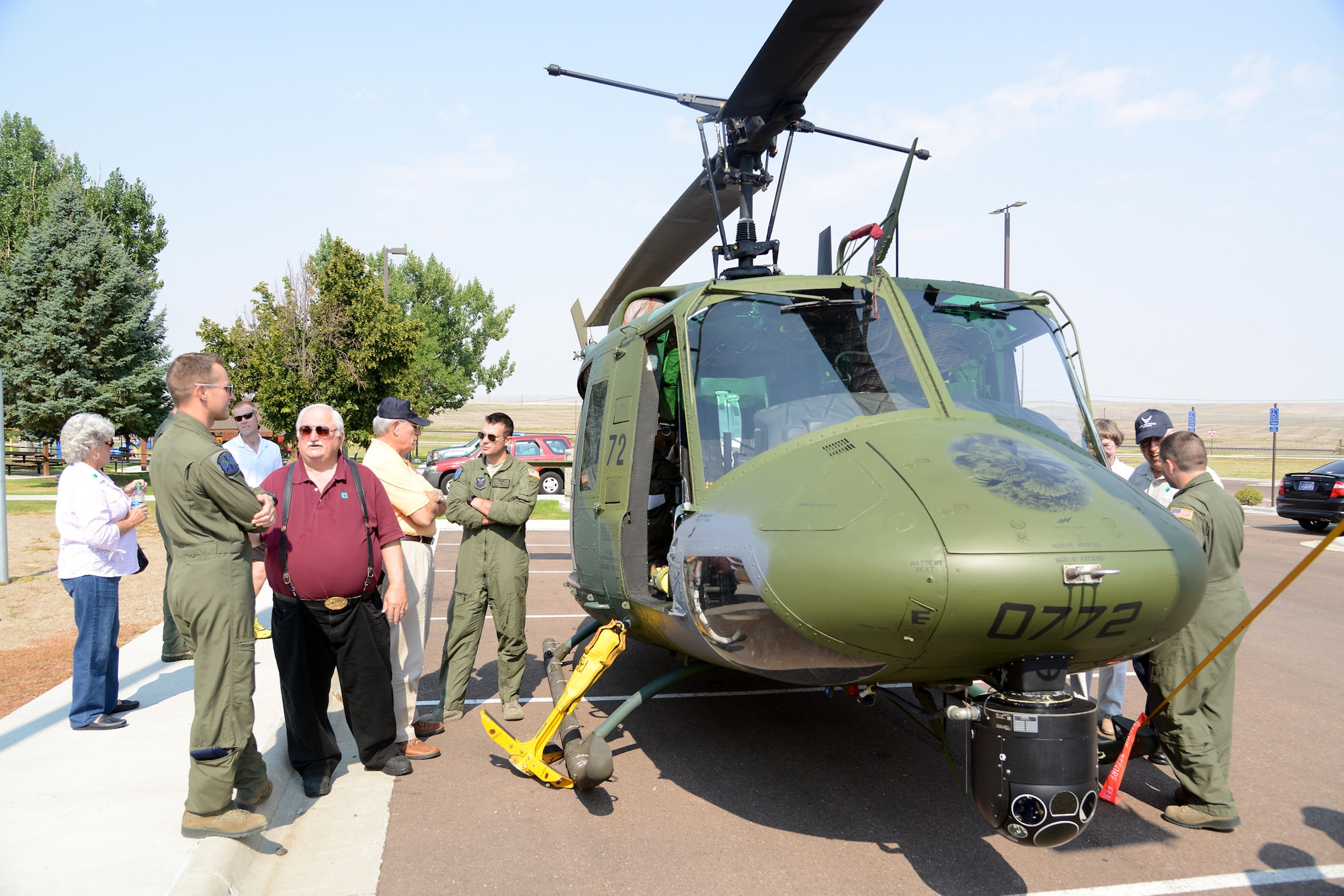Eleven former 20th Helicopter Squadron members and their families visited Malmstrom Air Force Base on Aug. 27 to meet members of the base’s 40th Helicopter Squadron. Each 20th HS member served during the Vietnam War between 1966 and 1969. (U.S. Air Force photo/Staff Sgt. R.J. Biermann)