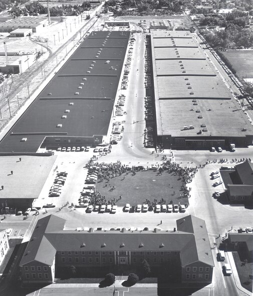 A 1950s aerial view of the Air Reserve Records Center on York Street, Denver, Colo. ARRC officially opened its doors March 1, 1954, almost 60 years ago. It wasn't until Sept.1, 1965, that it was renamed to the Air Reserve Personnel Center due to increasing involvement in all areas of personnel management and not only records. ARPC will celebrate their 60th birthday on Feb. 28, 2014. (U.S. Air Force photo)

