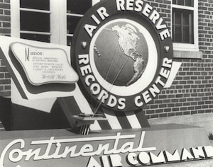 The Air Reserve Records Center sign was installed outside of the York Street building in the late 1950s in Denver, Colo. ARRC officially opened its doors March 1, 1954, almost 60 years ago. It wasn't until Sept. 1, 1965, that it was renamed the Air Reserve Personnel Center due to increasing involvement in all areas of personnel management and not only records. ARPC will celebrate their 60th birthday on Feb. 28, 2014.