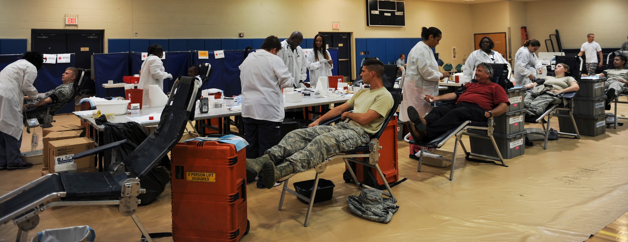 Moody Air Force Base, Ga., holds a blood drive once a month to give Airmen and civilian workers the opportunity to donate. To donate blood, volunteers must complete their medical history and a short physical to ensure they are healthy enough to donate. (U.S. Air Force photo by Airman Alexis Grotz/Released)