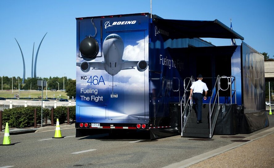 Boeing, the lead contractor for the Air Force’s new refueling tanker, brought theirsimulator to the Pentagon Sept. 4, 2013. During the visit, Airmen were able to learn about the aircraft and fly the KC-46 simulator. (U.S. Air Force photo/Staff Sgt. David Salanitri) 

