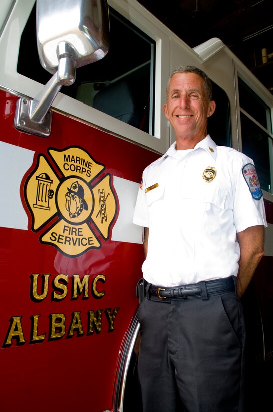 Jack Colby, fire chief, Marine Corps Logistics Base Albany, hung up his uniform Aug. 23 after serving more than 28 years in fire service, 12 of those as fire chief.