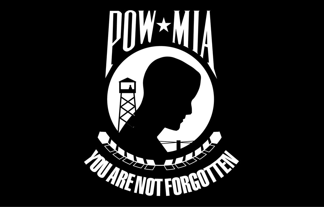 On Aug. 10, 1990, Congress passed U.S. Public Law 101-355, designating the prisoner of war and missing in action flag. Its depiction of a gaunt silhouette, a length of barbed wire, and a lofty watchtower is hoisted above the White House on the third Friday of September each year, claiming a position of reverence none but “Old Glory” could previously boast.(Courtesy graphic)