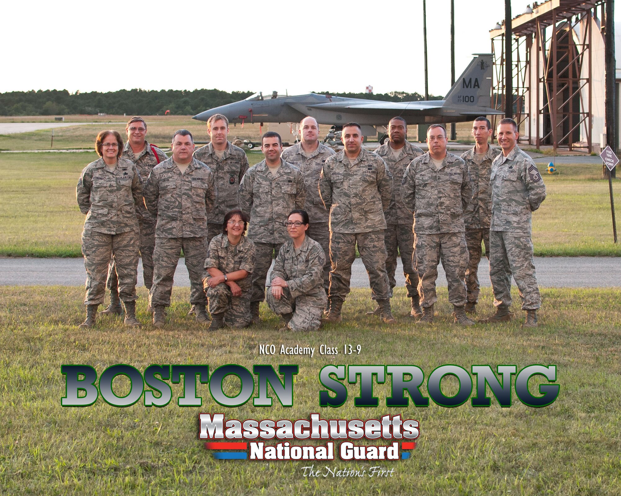 Eleven staff and technical sergeants of the Massachusetts Air National Guard's 102nd Intelligence Wing, flight name: “Boston Strong”, began Class 13-9, a satellite Noncommissioned Officer (NCO) Academy at here on Aug 27. The NCO Academy in-residence or via satellite is a requirement for promotion to Master Sergeant in the Massachusetts Air National Guard. Airmen have the option of either taking the satellite course or attending the traditional 6-week in-residence school. 
